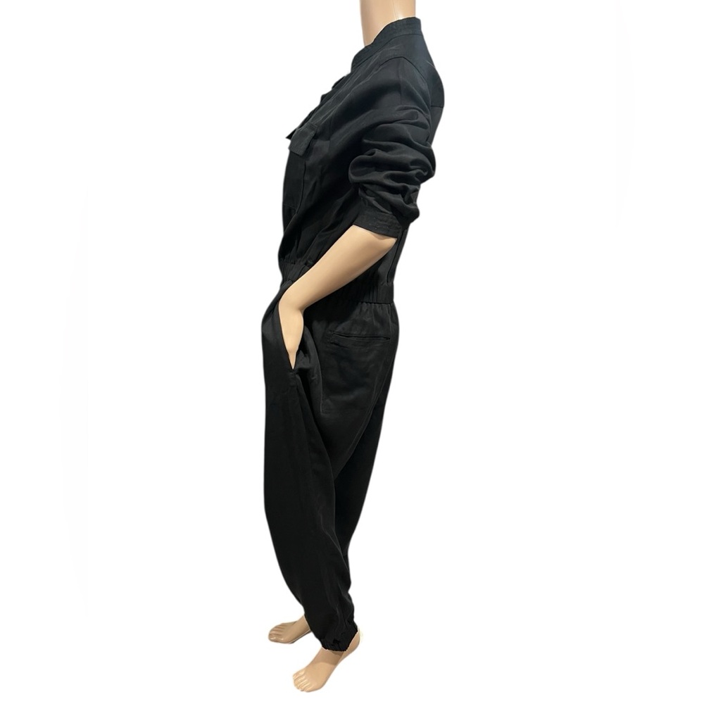 Banana Republic Womens Jumpsuit Tencel Flightless Utility Black Button Size 12 - Picture 4 of 16